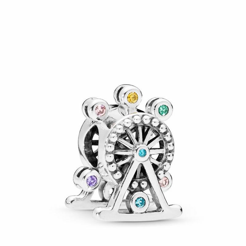 Pandora Ferris Wheel Charm - Sterling Silver/Blue/Mixed Stones - Canada | MN5829BW